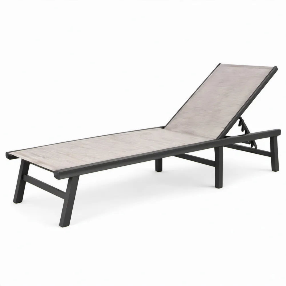 Verstelbaar aluminium ligbed met textilene 195 x 65 x 32 cm grijs/zwart