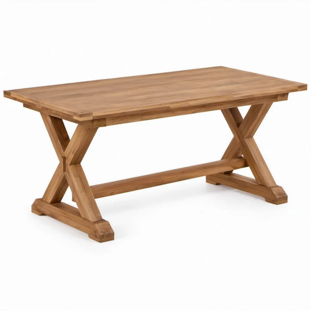 Rechthoekige tuintafel van massief teakhout 180 x 90 x 75 cm naturel bruin