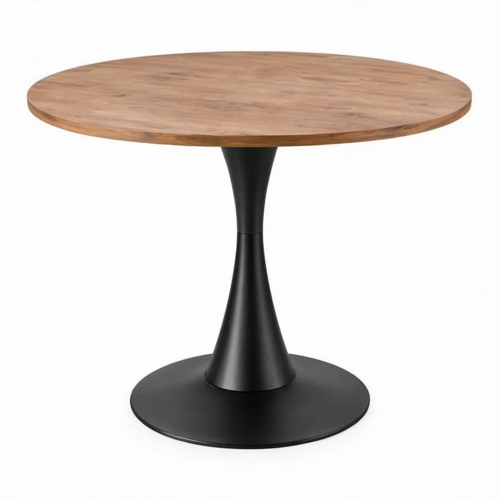 Rond meubel Ø 90 x 75 cm van massief acaciahout en zwart gepoedercoat staal