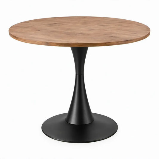Rond meubel Ø 90 x 75 cm van massief acaciahout en zwart gepoedercoat staal
