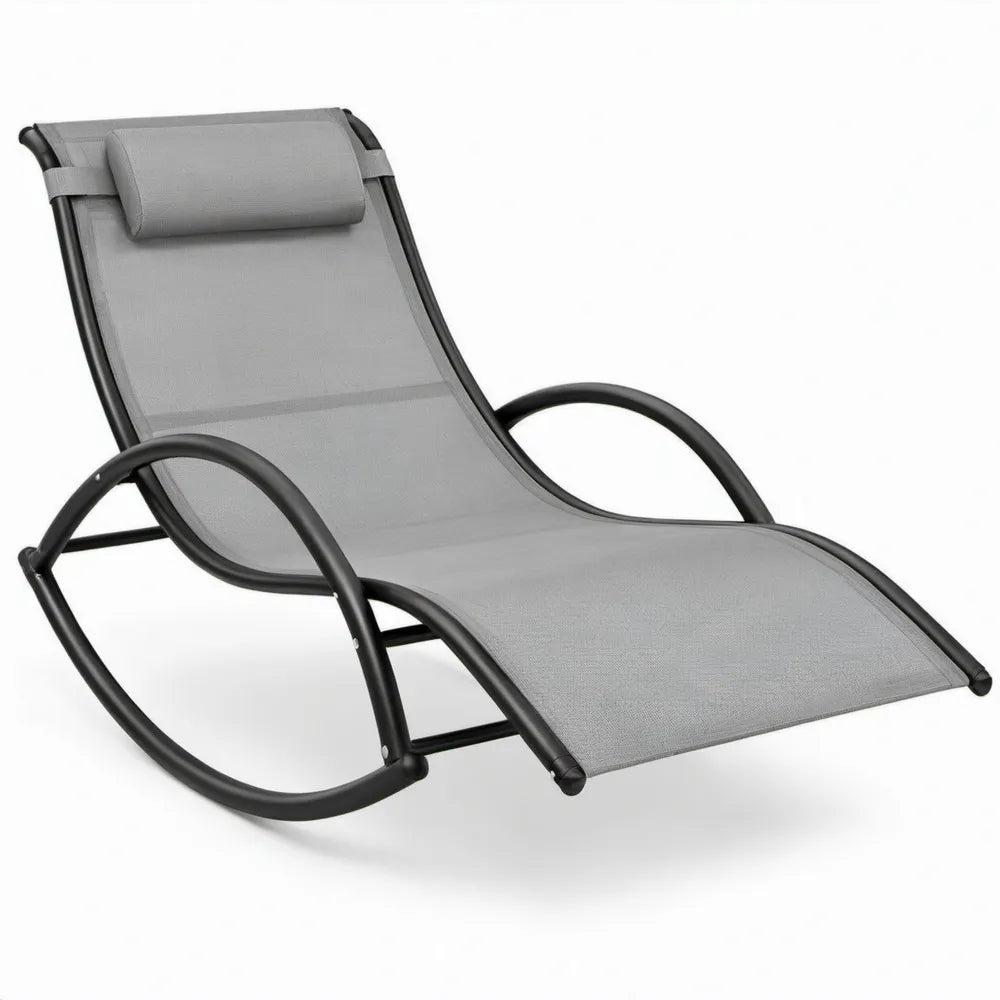 Schommelende ligstoel met afneembare hoofdsteun 165 x 65 x 91 cm Grijs/Zwart