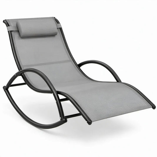 Schommelende ligstoel met afneembare hoofdsteun 165 x 65 x 91 cm Grijs/Zwart