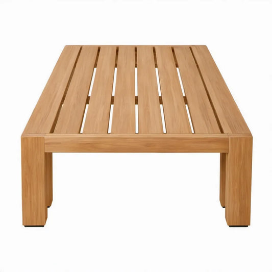 Rechthoekige tuintafel van massief teakhout, naturel bruin, 120 x 70 x 45 cm