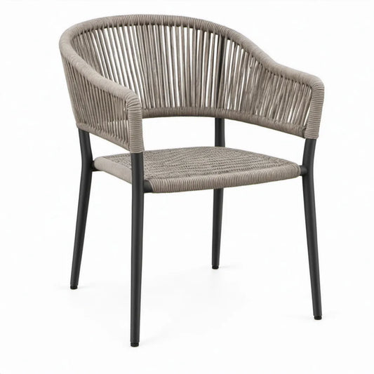 Stoel met armleuningen 56 x 60 x 80 cm in taupe en zwart