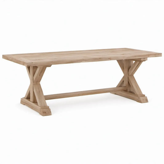 Rechthoekige tuintafel van massief teakhout, naturel, 220 x 100 x 76 cm