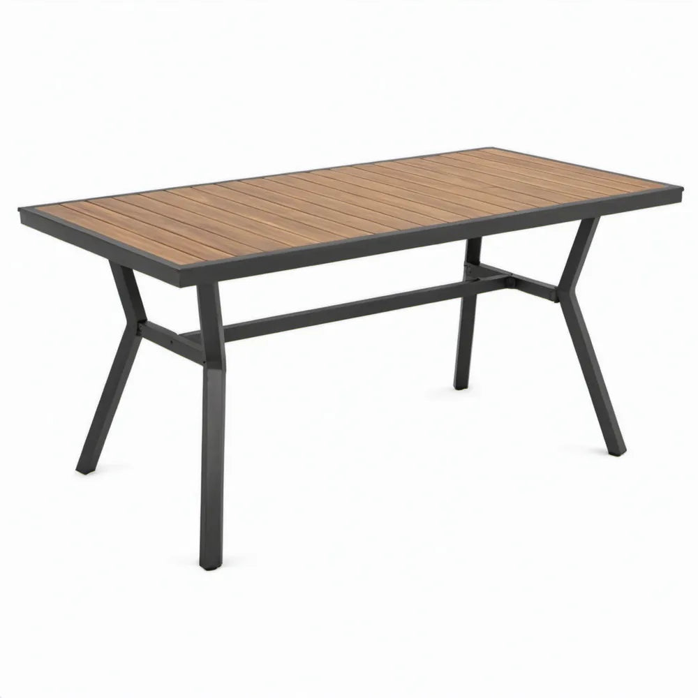 Rechthoekige tuintafel 180 x 90 x 75 cm – Bruin/Antraciet aluminium en polystyreen