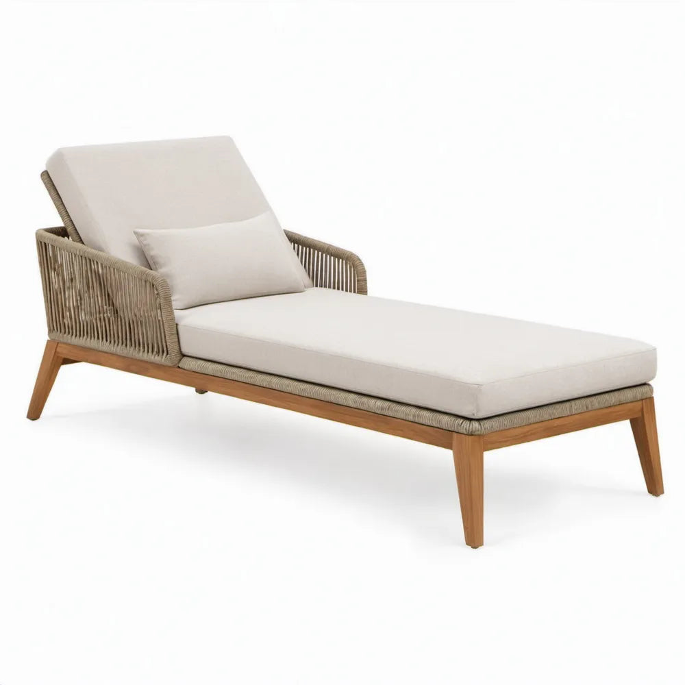 Verstelbaar ligbed met armleuningen 200 x 75 x 75 cm Beige/Naturelbruin/Taupe