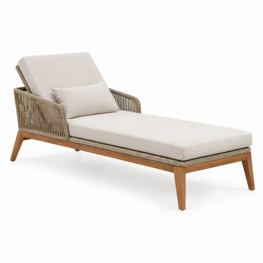 Verstelbaar ligbed met armleuningen 200 x 75 x 75 cm Beige/Naturelbruin/Taupe
