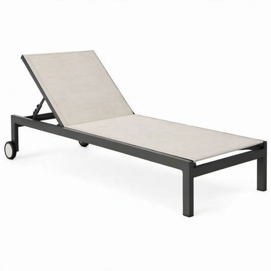 Verstelbaar aluminium ligbed met wielen 200 x 70 x 35 cm – Antraciet/Crème